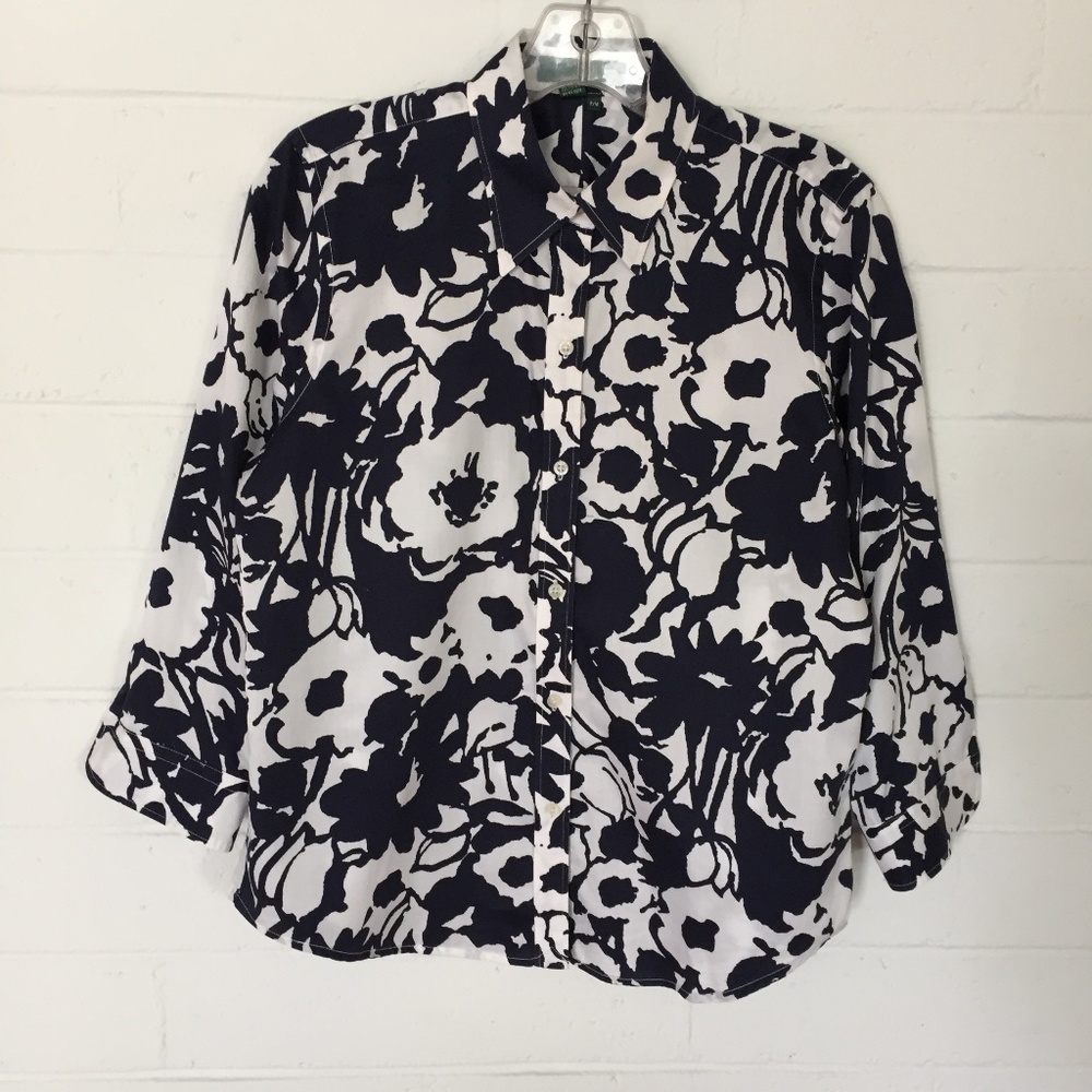 Lauren Top Collared 3/4 Sleeve Blouse PM